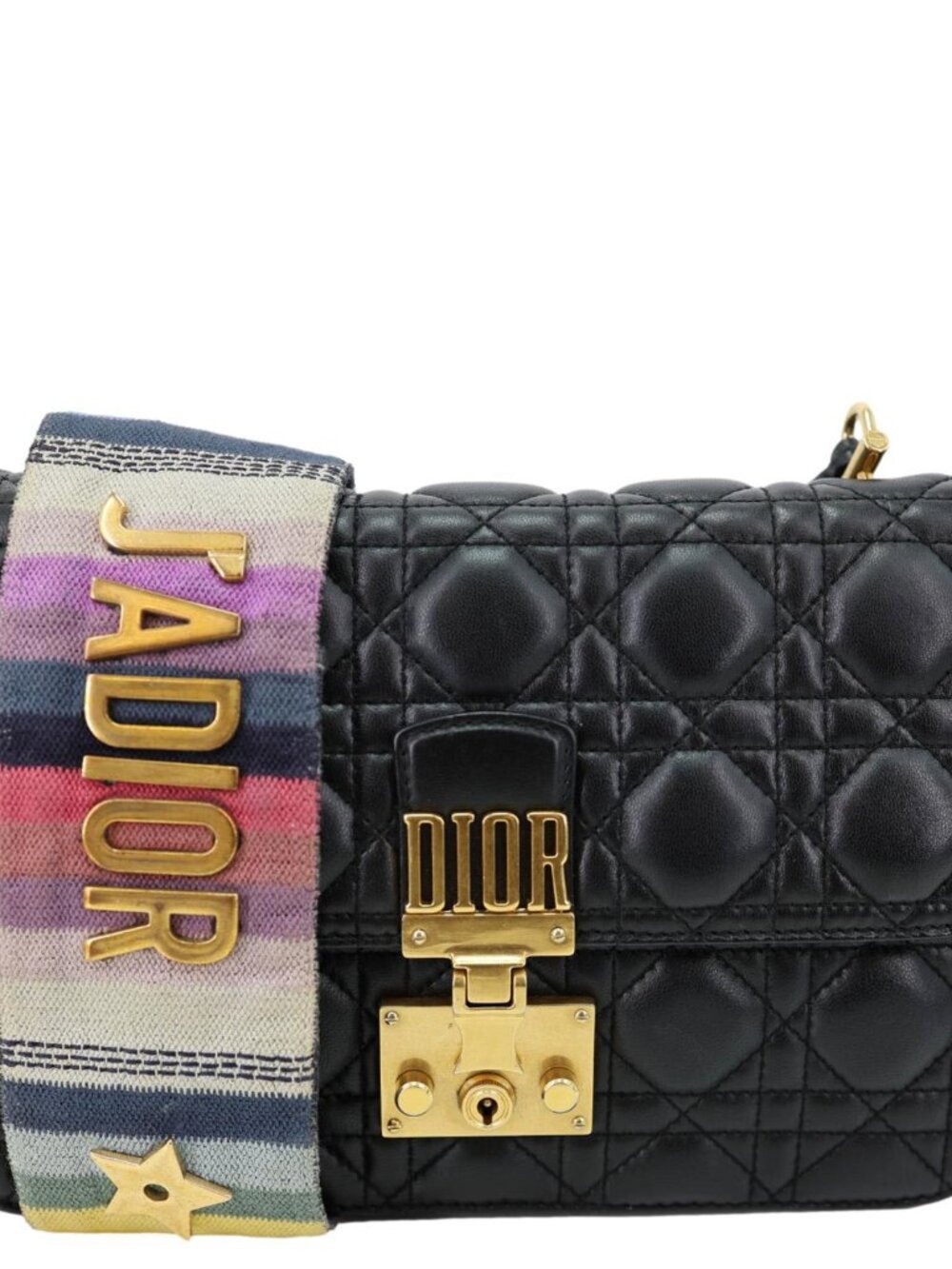 Christian Dior  Dioraddict Quilted Lambskin Leather Shoulder Bag Black
